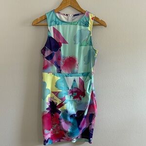 Colorful Abstract Print Sleeveless Dress